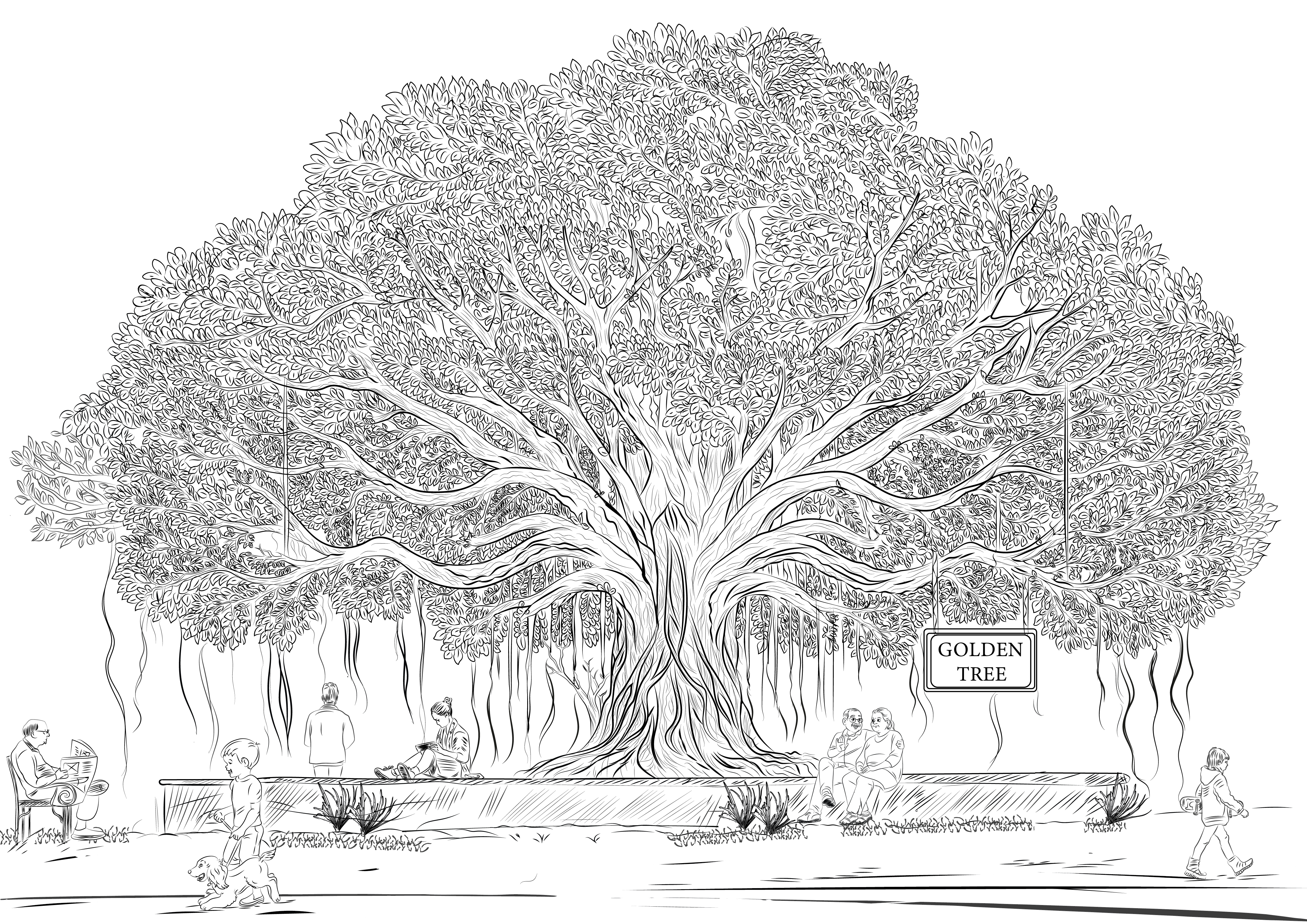 Golden Tree Illustration